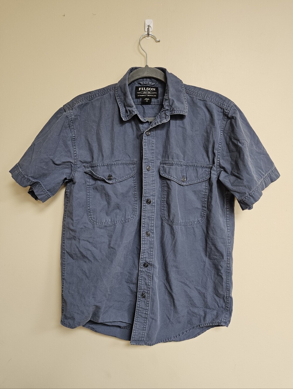 Filson Short Sleeve Field Shirt Button Down Petrol Blue Top Size XS